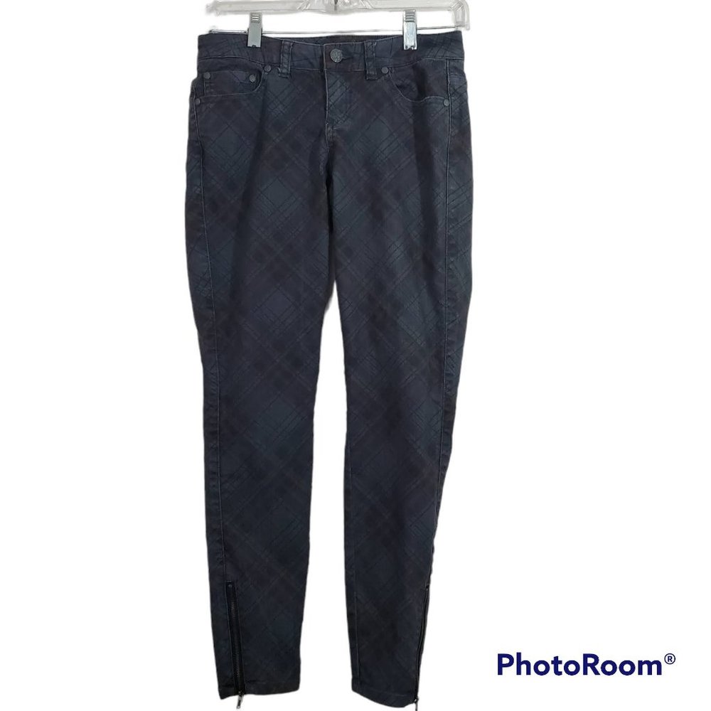 Prana Jeans Plaid Y2K 90's Retro Grunge Dark Academia Goth Ankle Zip Size 2